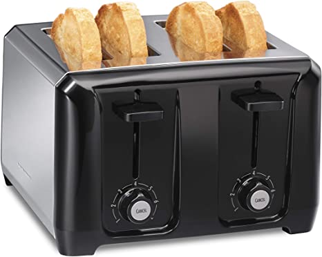 Hamilton Beach Extra-Wide Slot Toaster with Shade Selector, Toast Boost, Auto Shutoff, Cancel Button, (24671), Black 4-Slice