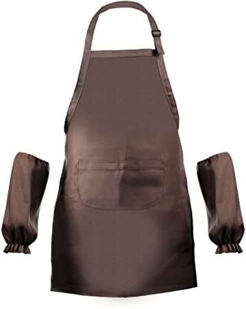 BCP Waterproof Anti-Oil Adjustable Durable Open Back Kids Artists Aprons with Sleeveslet for Painting Kindergarten Art Craft Cooking Age 7-12 Years Old (Dark Brown)