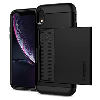 Spigen Slim Armor CS with Slim Dual Layer Wallet Design and Card Slot Holder Designed for Apple iPhone XR Case (2018) - Black