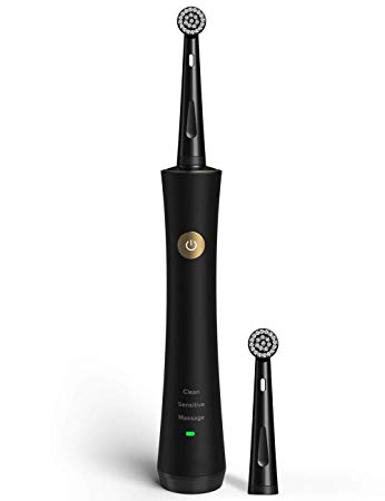 Electric Toothbrush for Adults Power Rechargeable Toothbrush with 2 Round Replacement Heads and 2-min Timer, 3 Modes Dentists Recommended for Oral Care, Waterproof Black 2205