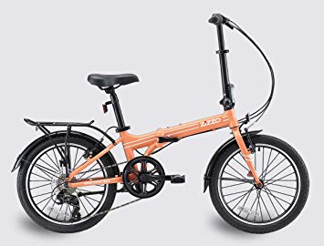 EuroMini ZiZZO Heavy Duty-300 lb. Load Limit - Forte 29 lbs Folding Bike-Lightweight Aluminum Frame, Genuine Shimano 7-Speed Gears, 20" Folding Bike with Fenders, Rack and Comfort Saddle