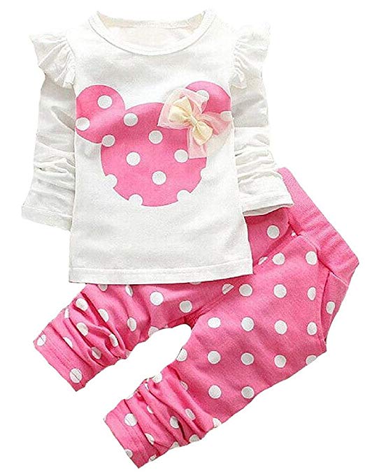 Cute Toddler Baby Girls Clothes Set Long Sleeve T-Shirt and Pants Kids 2pcs Outfits