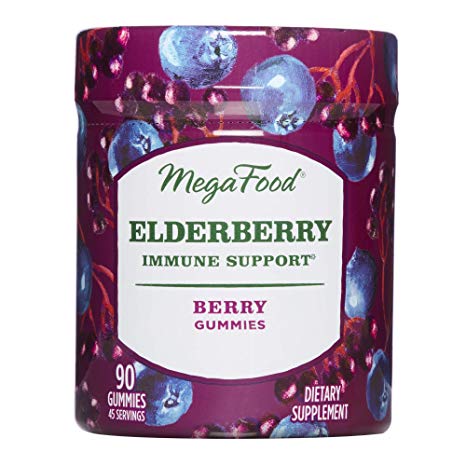 MegaFood, Elderberry Immune Support Gummies, Promotes Immune Defenses, with Zinc and Organic Elderberry, Vegan and USDA Organic, 90 Chews (45 Servings)