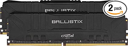 Crucial Ballistix 3200 MHz DDR4 DRAM Desktop Gaming Memory Kit 64GB (32GBx2) CL16 BL2K32G32C16U4B (BLACK)