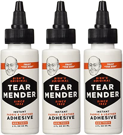 Tear Mender TG-2 Bishs NSaHUl Original Tear Mender Instant Fabric and Leather Adhesive, 2 oz (Pack of 3)