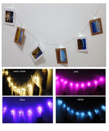 LED Photo Clip String Lights, Christmas Lights, Starry light, Battery Powered, 15 ft 20 LED Clips Lights, Blue