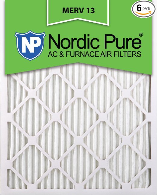 Nordic Pure 16x20x1M13-6 16x20x1 MERV 13 Pleated AC Furnace Air Filter, Box of 6, 1-Inch