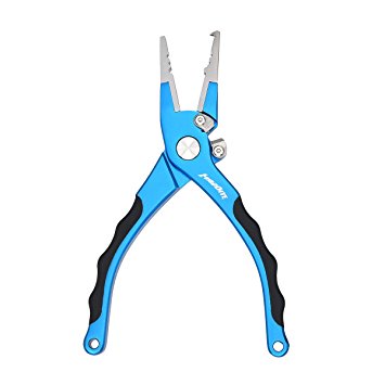 MadBite Fishing Pliers - Saltwater Hook Remover Plier, Carbide Braid Cutter, Split Ring Tool & Lighted Fishing Pliers - Aluminum Alloy - Multi Colors