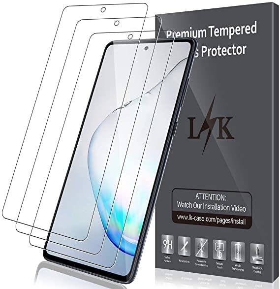 LK [3 PACK Screen Protector for Samsung Galaxy Note 10 Lite / S10 Lite, Tempered Glass [Anti-Scratch] [Case Friendly] 9H HD Clear Natural Touch Double Defence Technology Film