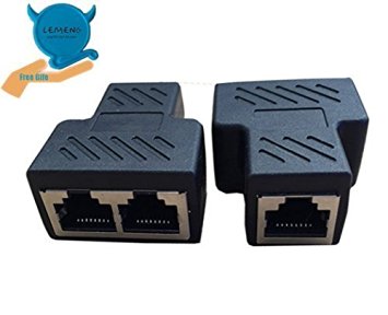 Lemeng RJ45 Splitter Adapter 1 to 2 Dual Female Port CAT 5/CAT 6 LAN Ethernet Socket Splitter Connector Adapter