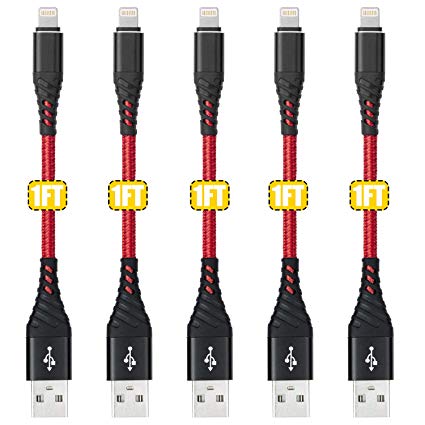 CyvenSmart Short Iphone charger Cable 1ft, Lightning Cable 1ft 5Pack Date Sync iPhone Charging Cord for iPhone X /8/8 Plus/7/7 Plus/6/6s Plus/5s/5,iPad