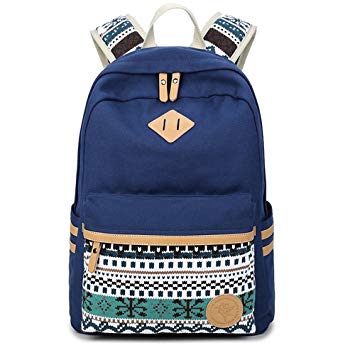 Pelisy Girls Canvas Backpack Travel Rucksack Handbag For Women,Blue