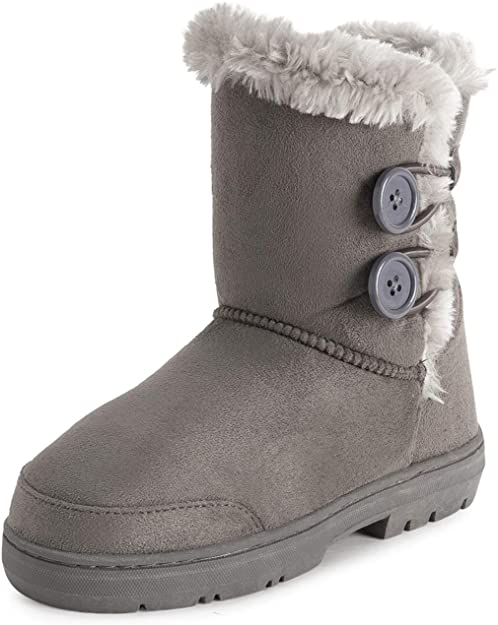 Holly Kids Girls Button Winter Snow Rain Cosy Casual Warm Boots