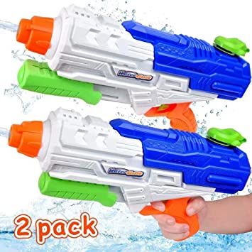 MOMOTOYS Super Water Gun Toys 2 Pack Water Soaker Blasters 1250CC High Capacity Squirt Guns Long Range 35Ft Water Pistol Shooter Pool Party Favors for Kids Adults Game Summer Gift Water Fun Fight Toys