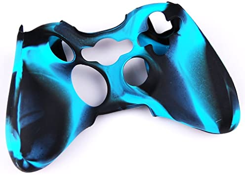 Factop Xbox360 Controller Camo Black Blue Silicone Protector Skin Case Cover