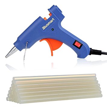 Blusmart Mini Hot Glue Gun with 25 Pieces Melt Glue Sticks, 20 Watts Blue High Temperature Glue Gun for DIY Craft Projects and Repair Kit