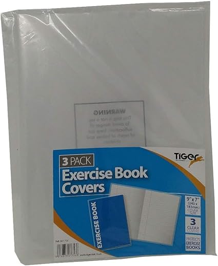 3 x A5 Clear Exercise Book Covers (240mm x 180mm) Strong Plastic Protecting Sleeves School Notebook (3 Pack)