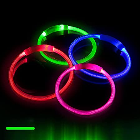 LED Dog Collar,USB Rechargeable Glowing Dog Collar, Light Up Collar Improved Dog Safety at Night, 3 Flashing Modes,Water-Resistant Lighted Collar Fits for Small Medium Large Dogs