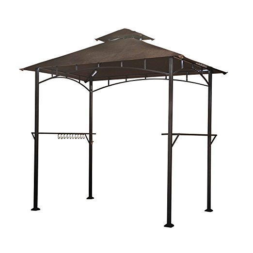 Sunjoy L-GG001PST-F 8′ x 5′ Soft Top Grill Gazebo with 4pcs LED