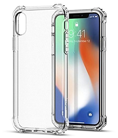 iPhone X Clear Case Shock Absorbing Corners Bumper Case Impact Resistance Durable Comfortable TPU Bumper Hard Backshell