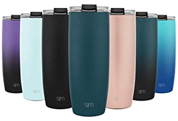 Simple Modern 24oz Voyager Travel Mug Tumbler w/Clear Flip Lid & Straw - Coffee Cup Vacuum Insulated Flask 18/8 Stainless Steel Hydro Water Bottle -Riptide