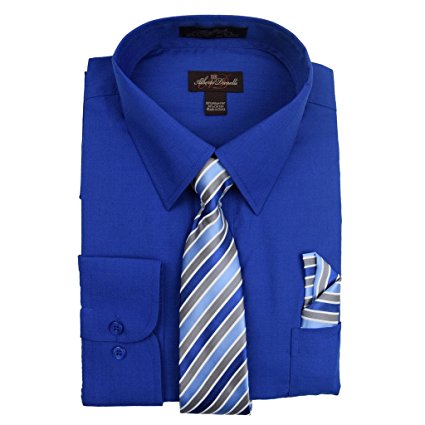 Alberto Danelli's Men's Long Sleeve Dress Shirt with Matching Tie and Handkerchie Set