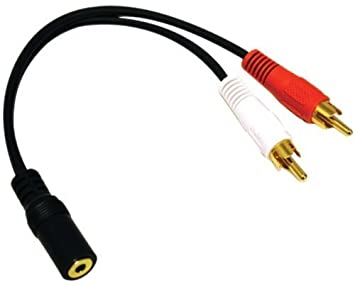 2 RCA Male and 3.5mm Stereo Female, 6 Inch Gold Plated Connector, Y-Cable CNE63102
