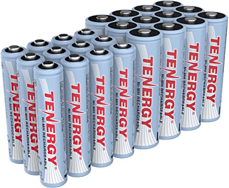 Tenergy High Drain AA and AAA Battery, 1.2V Rechargeable NiMH Batteries Combo, 12-Pack 2600mAh AA Cells and 12-Pack 1000mAH AAA Cell Batteries