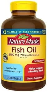 Nature Made Fish Oil 2400mg Per Serving Softgels, Omega 3 Fish Oil Supplements, 134 Count