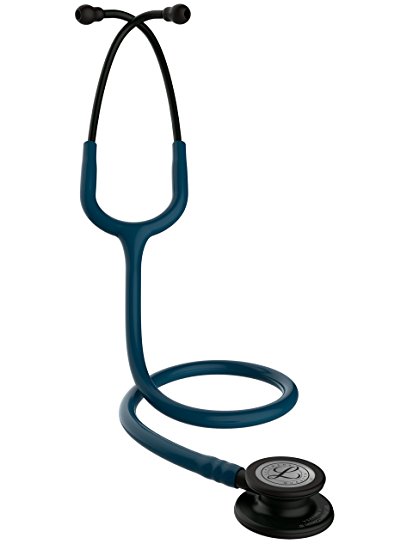 3M Littmann 5869 Classic III Stethoscope, Black-Finish Chestpiece, Caribbean Blue Tube, 27"