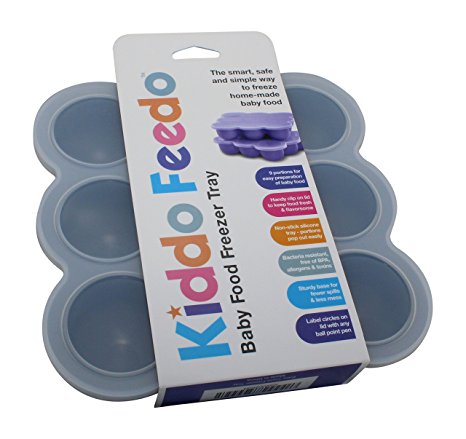 KIDDO FEEDO Food Storage Containers - Multipurpose Freezer Tray to Freeze Baby Food, Herbs, Ice Cubes, Sauces etc. - BPA Free & FDA Approved - FREE eBook by Author/Dietitian, Gray