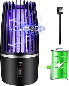 Lampe Anti Moustique, Lampe électrique Anti Insectes 4000mAh Rechargeable USB Piège à Mouche Insectes 360 ° UV Électrique Anti Moustique Veilleuse Intérieur Extérieur Veilleuse Puissant Attrayant