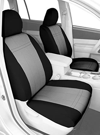 CalTrend Front Row Bucket Custom Fit Seat Cover for Select Toyota Tacoma Models - NeoSupreme (Light Grey Insert and Black Trim)