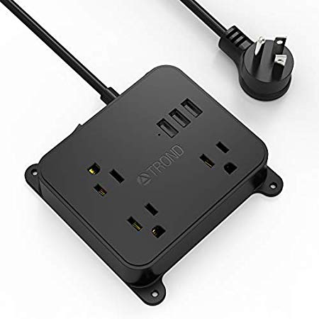 Power Strip with USB Ports, TROND Wall Mountable Desktop Charging Station 3 USB 3 Outlet, 4.5ft Extension Cord, Flat Wall Plug, for Cruise Ship Hotel Bedside Nightstand Office