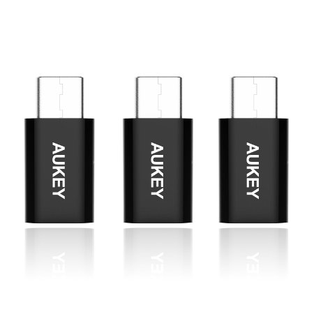 AUKEY USB C Adapter (Type C to Micro USB B Female) for LG G5, Nexus 6P, Nexus 5x, and More|3 Pack