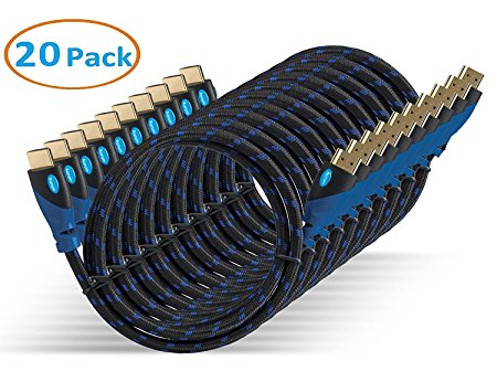 Aurum Ultra Series - High Speed HDMI Cable With Ethernet 20 PACK (4 Ft) - Supports 3D & Audio Return Channel [Latest Version] - 4 Feet - 20 Pack