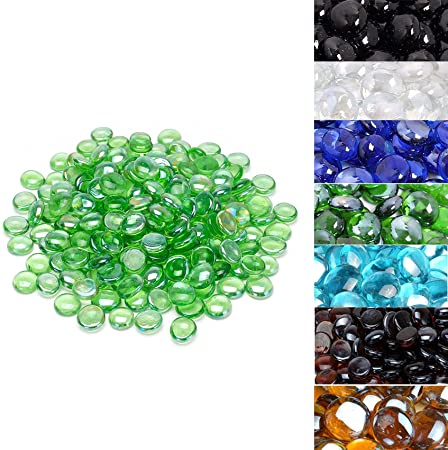 Skyflame 10-Pound Fire Glass Beads for Fire Pit Fireplace, 1/2-Inch Size Emerald Green Reflective Decorative Blended Fireglass Drops for Landscaping