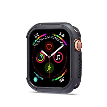 Compatible with Apple Watch Case Series 4 40mm 44mm, Shock-Proof and Shatter-Resistant Compatible with Apple iWatch Screen Protector (All Black, 44mm)