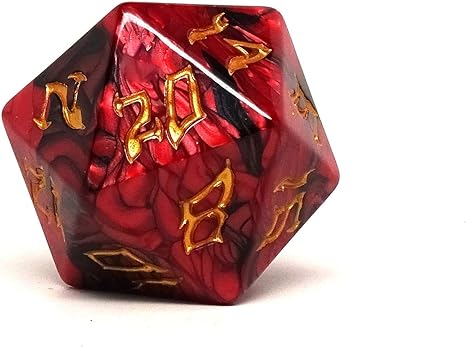 Giant 48mm Plastic D20 Dice - Dice of The Giants Series - Huge 20 Sided Dice (Fire Giant)