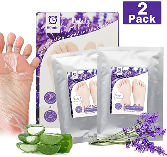 Foot Peeling Mask, Wolady Feet Peel Mask Exfoliating Socks/Whitening & Moisturizing Mask for Foot Care, Peeling Off Calluses & Dead Skin, Making Your Feet White and Smooth (2 pairs)