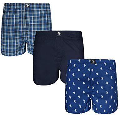 U.S. Polo Assn. Men's Woven Boxer Underwear with Functional Fly (3 Pack)