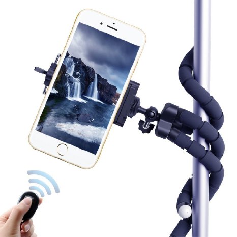 LSoug Selfie Tripods，3 in 1 Flexible Octopus Cell Phone Camera Selfie Stick Stand Tripod Mount Adapter Portable Bluetooth Remote Shutter for iphone Samsung other Smartphones