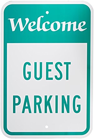 SmartSign Aluminum Sign, Legend "Welcome Guest Parking", 18" high x 12" wide, Green on White