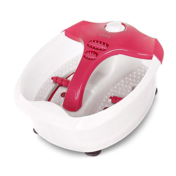 LIVIVO ® Deluxe Foot Spa - Luxury Electric Heated Multi-Function Foot Spa Therapy at Home with Infrared, Vibration Massage and Effervescent Bubbles – Choose from 3 Mode Settings - The Perfect gift for loved ones, or an affordable luxury treat for yourself (Pink)