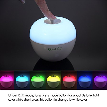 OxyLED Apple Shape LED Blowing Sensor Lamp, LED Night light, 9 Lighting Modes, Baby Night Lamp, Memory Function,Bedside Lamps,Colour Select Control, Mood Setting Light with 8 white LEDs & 4 RGB LEDs