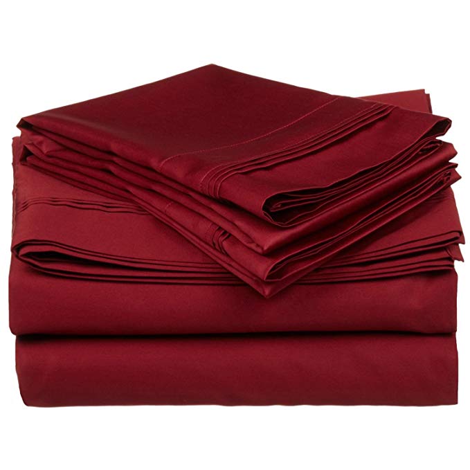 650-Thread-Count Sheet Set, Premium Egyptian Cotton, Queen, Burgundy