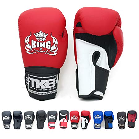 Top King Gloves Color Black White Red Blue Gold Size 8, 10, 12, 14, 16 oz Design Air, Empower, Superstar, and more for Training and Sparring Muay Thai, Boxing, Kickboxing, MMA