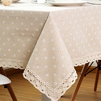 SiYANG" Cotton And Hemp, Machine Washable, Dinner, Summer & Picnic Tablecloth, Available In Various Sizes(Beige,55.1x86.6In)
