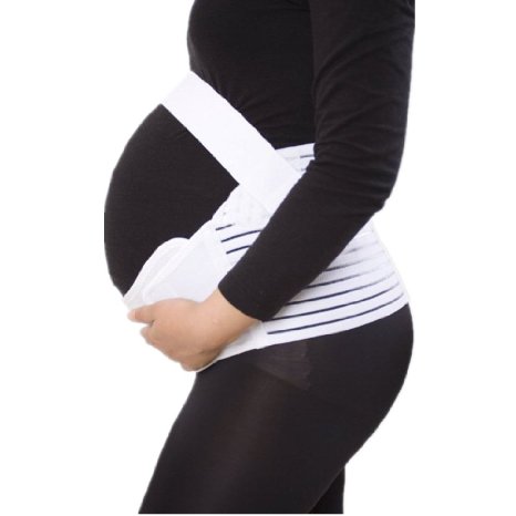 ilovebaby Pregnancy Support Belt, Maternity Belt - Support Waist / Back / Abdomen Band, Belly Brace Velcro Attachments, White Color, Size XL