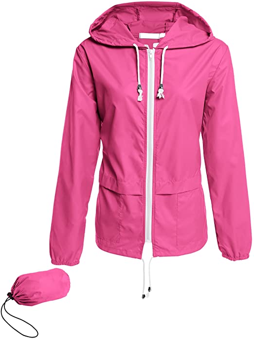 ACEVOG Women Raincoat Waterproof Packable Rain Jacket Windbreaker Lightweight Outdoor Hooded Jackets S-XXL